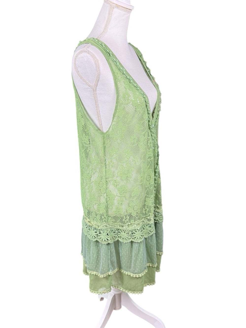 Pretty Angel Sage Green Lace Boho Fairycore Cottagecore Dress - Picture 4 of 9